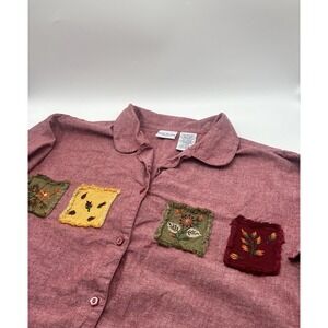 Bobbie Brooks‎ Womens Sz 26W/28W Red Flower Vintage Shirt Top Mature